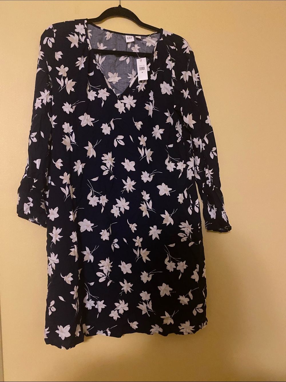 GAP Black Floral V-Neck Tunic Dress
